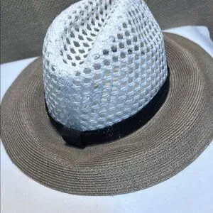 Brunello Cucinelli White and Tan Mesh Hat Brunello Cucinelli | Accessories | Brunello Cucinelli White  main image 4